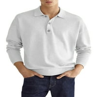 Wrcnote мъжки основен бутон пуловер тънък годващ течащ тениска на ревера тениска солидна цветна поло риза червено m