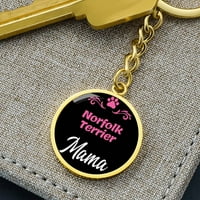 Куче мама Keyring Norfolk Terrier Mama Circle Keychain неръждаема стомана или 18K злато