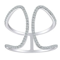0. Карат кръгла форма бяла естествена диамантена годишнина годежен пръстен в 14K твърд бял златен пръстен размер-5.5