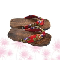 Японски дървени обувки Традиционни сандали чехли запушва Япония Geta Flops Бебе дърво снимка Кимоно Деца запушват лятото