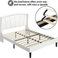 Queen Size Bed Frame Modern Fau кожена кожена тапицирана платформа легло с табло за крило