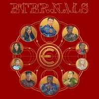 Мъжки Marvel Eternals Circular Gold Graphic Tee Red голям