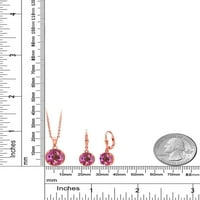 Gem Stone King 8. CT Pink Mystic Topaz 18K Rose Gold Платна сребърна висулка и обеци бижута комплект