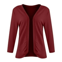 Блузи за свободно време с дълъг ръкав солидни върхове кръгло деколте лято за жени червени m