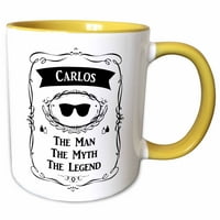 3Drose Carlos - Човекът Митът Легендата - Лично име Персонализиран подарък - Две тонен жълта чаша, 11 -унция