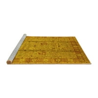 Ahgly Company Machine Pashable Indoor Rectangle Oriental Yellow Industrial Area Cugs, 8 '10'