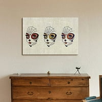 Стеново платно за печат на стена - Ден на мъртвите тематични захарни черепни момиче лице с грим - галерия опаковане Модерно домашно изкуство