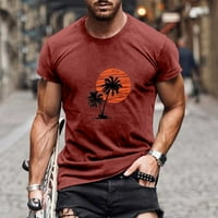 Одеерби мъжки графични тениски ежедневни 3D печат спортни фитнес ризи кръгла шия къса ръкав блуза червено