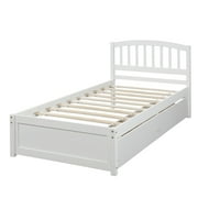 Walkfairy Twin Platform Storage Bed Bed Frame с две чекмеджета и табло, бяло