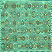 Ahgly Company Machine Wareable Indoor Rectangle Abstract Turquoise Blue Contemporary Area Rugs, 4 '6'