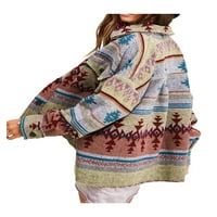 Weyurigaoka Women Juniors Wool Jacket, Vintage Print с дълъг ръкав ревера с джобове