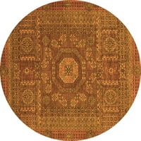 Ahgly Company Indoor Round Abstract Orange Modern Area Rugs, 8 'Round