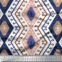 Soimoi Modal Satin Fabric Aztec & Ikat Kilim Decor Fabric Printed Yard Wide