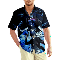 Тениски за печат на синя брава за мъже, синя брава Лятен плаж Небрежен бутон надолу по хавайски ризи