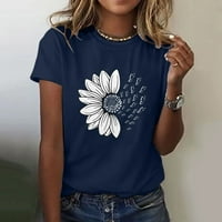 Huaai дамски ризи слънчоглед лятна тениска плюс размер свободни блузи върхове момиче късо ръкав графичен случайни тийнейджъри флот xl