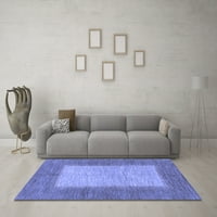 Ahgly Company Machine Wareable Indoor Rectangle Abstract Blue Modern Area Rugs, 2 '5'