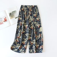 Lannger Capri Pants Жените летни тънки готини памучни пижами имат странични джобове, за да носят слънцезащитни банта
