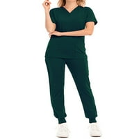 Abtel жени ексфолианти комплекти джобове скраб върхове+панталони Модерни медицински дами обикновена болница Топ черно зелено XL