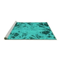 Ahgly Company Machine Pashable Indoor Rectangle Abstract Turquoise Blue Modern Area Cugs, 8 '12'