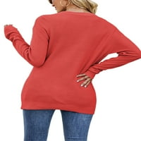 Капрез Твърд цвят пуловер пуловер за пуловер за жени за жени свободен екипаж на врата плетани пуловери шик зимни топли джъмперни върхове диня червена s