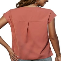 Тениска от бомтоо за жени с къс ръкав Tee солиден цвят тениска бохемски пуловер ежедневно облекло туника блуза розово l