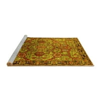 Ahgly Company Machine Pashable Indoor Square Oriental Yellow Traditional Area Cugs, 5 'квадрат