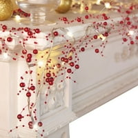Вътрешна коледна украса, празнична осветена ягодовка за мъниста Гарланд