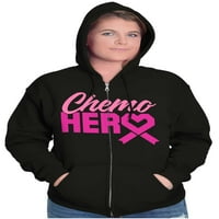 Информираност за рак на гърдата химио герой zip качулка суичър жени брискови бранди s