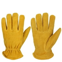 Топли ръкавици от кожени ръкавици с кравешкия топъл и дебел студени ски ръкавици, мъжки L, XL