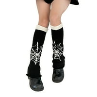 Жени Y2K Звезден череп печат плетен крак за подгряващи чорапи Пънк момичета японски каваи улични дрехи капак на краката