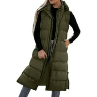 Женска дълга качулка, женски връхни дрехи надолу памук със средна дължина подплатена дълъг ръкав с качулка памучна яка палта дълъг ръкав с дълъг палто