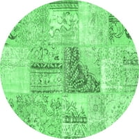 Ahgly Company Indoor Round Packwork Emerald Green Transitional Area Rugs, 7 'Round